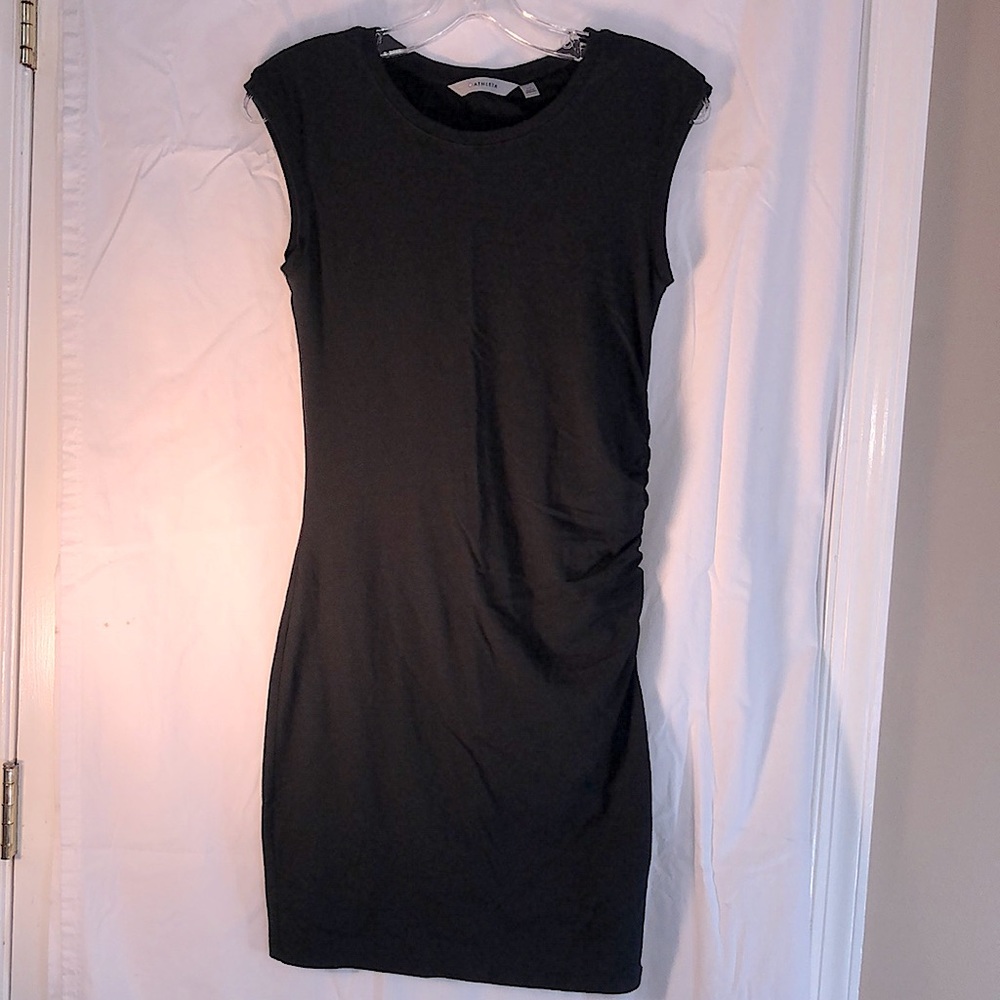 Atleta Black Cotton Ruched Sleeveless Dress, XS, Like New